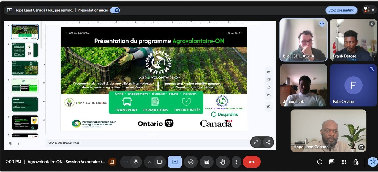 Session de formation des volontaires AgroVolontaire-ON : sensibilisation aux rรดles des volontaires et ร lโintรฉgration des travailleurs internationaux dans le secteur agroalimentaire